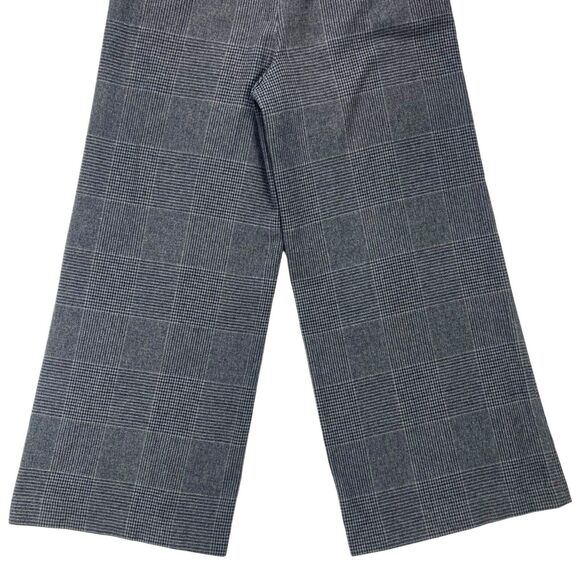 Zara Wide Leg Pants Womens Medium Gray Plaid Trafaluc High Rise Classic Chic - Picture 8 of 15